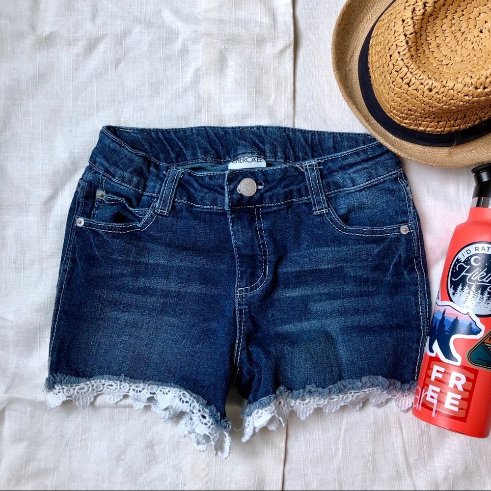 Cherokee Girls Jean Shorts With Lace Trim 10/12